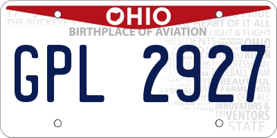 OH license plate GPL2927