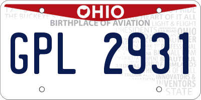 OH license plate GPL2931