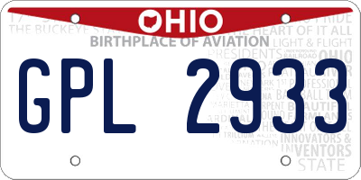 OH license plate GPL2933