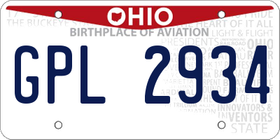 OH license plate GPL2934