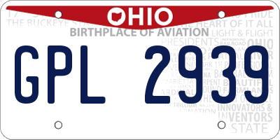 OH license plate GPL2939