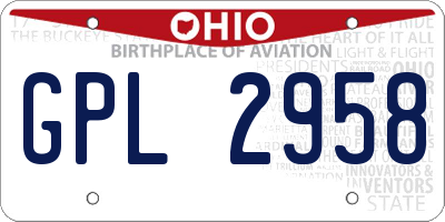 OH license plate GPL2958