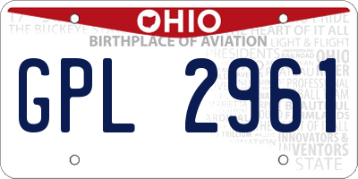 OH license plate GPL2961