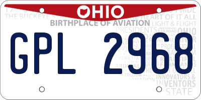 OH license plate GPL2968