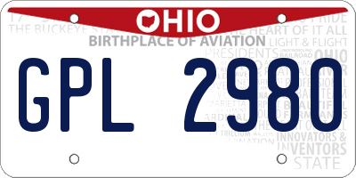 OH license plate GPL2980