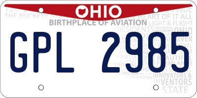 OH license plate GPL2985