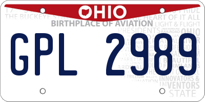 OH license plate GPL2989