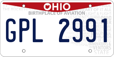 OH license plate GPL2991