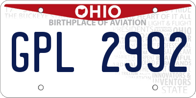 OH license plate GPL2992