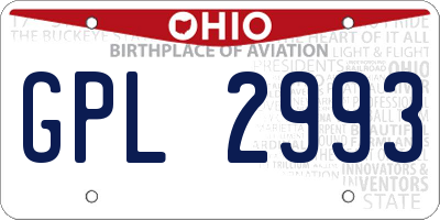 OH license plate GPL2993