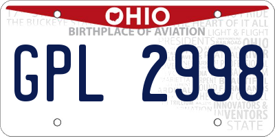OH license plate GPL2998