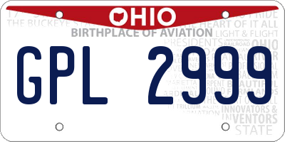 OH license plate GPL2999