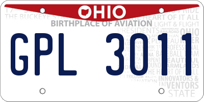OH license plate GPL3011
