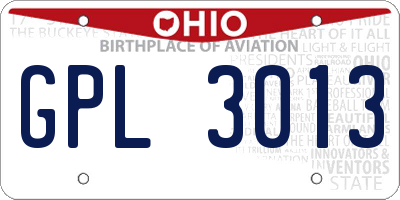 OH license plate GPL3013