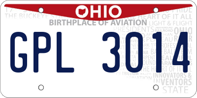 OH license plate GPL3014