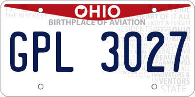 OH license plate GPL3027