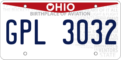 OH license plate GPL3032