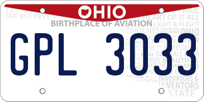 OH license plate GPL3033