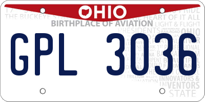 OH license plate GPL3036
