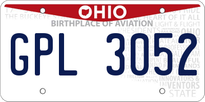 OH license plate GPL3052