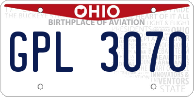 OH license plate GPL3070