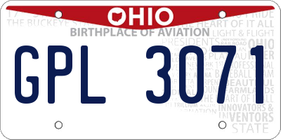 OH license plate GPL3071