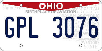 OH license plate GPL3076
