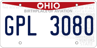 OH license plate GPL3080