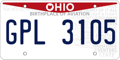 OH license plate GPL3105