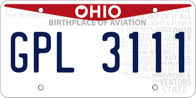 OH license plate GPL3111