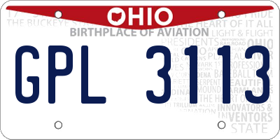 OH license plate GPL3113