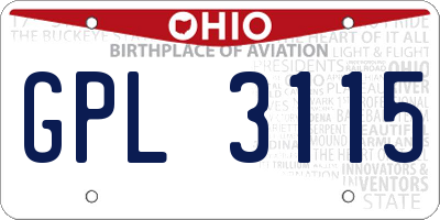 OH license plate GPL3115