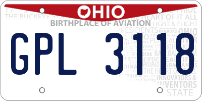 OH license plate GPL3118