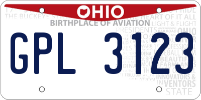 OH license plate GPL3123
