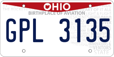OH license plate GPL3135