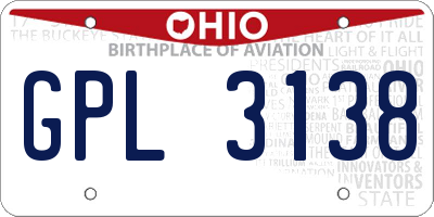 OH license plate GPL3138
