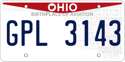 OH license plate GPL3143
