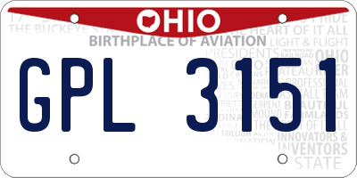 OH license plate GPL3151