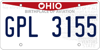 OH license plate GPL3155