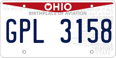 OH license plate GPL3158
