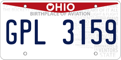 OH license plate GPL3159