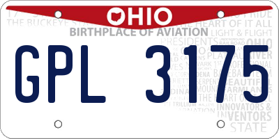 OH license plate GPL3175