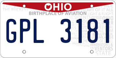 OH license plate GPL3181
