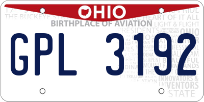 OH license plate GPL3192