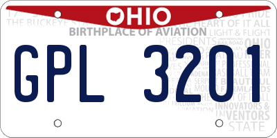 OH license plate GPL3201