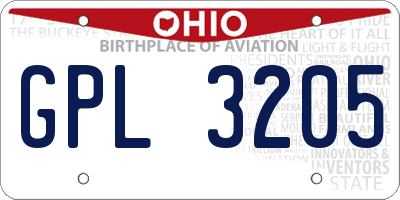 OH license plate GPL3205