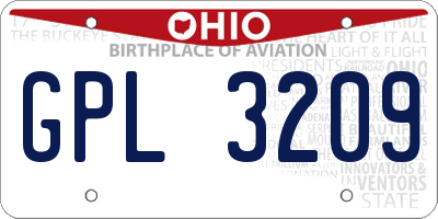 OH license plate GPL3209