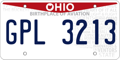 OH license plate GPL3213