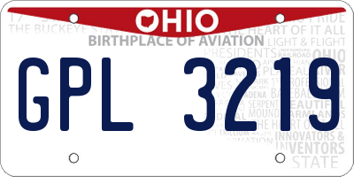 OH license plate GPL3219