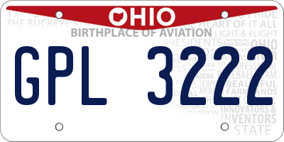 OH license plate GPL3222